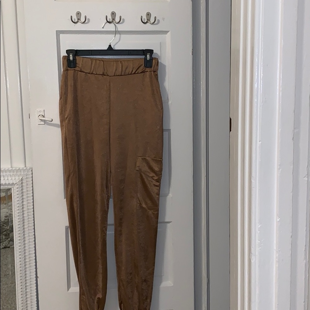 ZARA bronze silk joggers